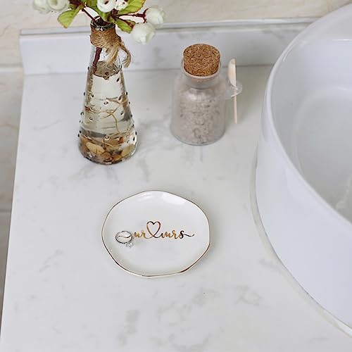 Mr.& Mrs Wedding Ring Dish-Jewelry Dish Tray-Ceramic White