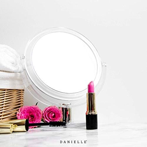 Danielle Creations 6.75-Inch Double Sided Vanity Makeup Mirror with Ultra Vue Glass, 12x Magnfication, Clear Acrylic