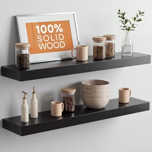 Homeforia 30 Inch Floating Shelves, High-End Solid Pine Wood, Set of 3
