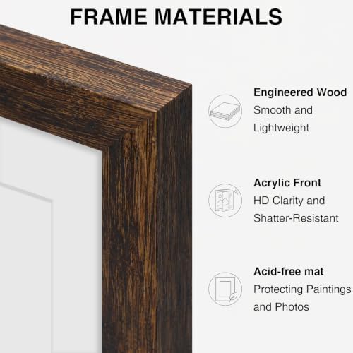 Vittanly 5x7 Picture Frames Set of 5, Wall Mount or Tabletop Display, Brown