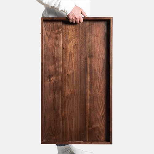 32"x18" Handmade 2XL Black Walnut Wood Ottoman Tray with Handle