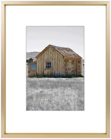 Golden State Art 8x10 Gold Aluminum Frame, Real Glass, Mat Fits 5x7