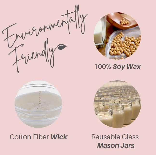 Nika's Home Cherry Blossom Soy Candle - 12oz Mason Jar - Non-Toxic - Hand Poured in The USA, Long Burning 50-60 Hours Highly Scented All Natural, Clean Burning