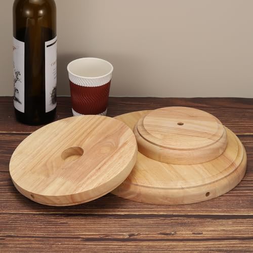 PATIKIL 6" x 1.3" Wooden Lamp Base, 2pcs Round Solid Wooden Base Wood Desk Lamp Display Stand Replacement for Bedroom Bedside Table Lamps DIY