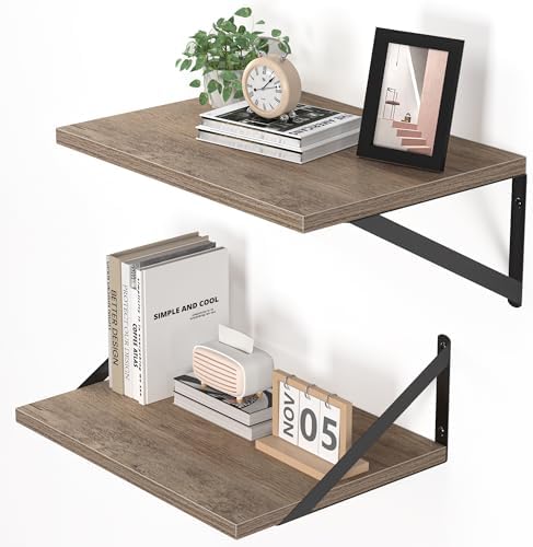 Heimlove 16W x 12D Deep Floating Shelves Set of 2 Grey
