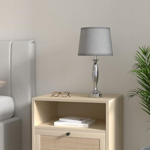 Bedroom Lamps for Nightstand, 3 Way Dimmable Silver Bedside Lamps with USB