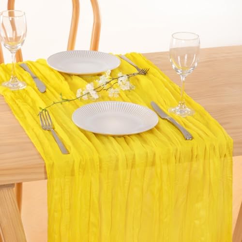 2 Pack Yellow Cheesecloth Table Runner 10ft Rustic Gauze Centerpiece