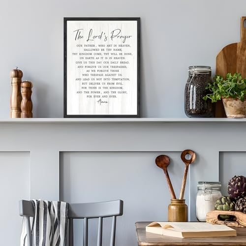 Floating Framed the Lords Prayer Canvas Wall Decor 12x16 Inch | Our Father Bible Verse Wall Art, Christian Scripture Prints for Church, Prayer Room, Inspirational Religious Faith Paintings
