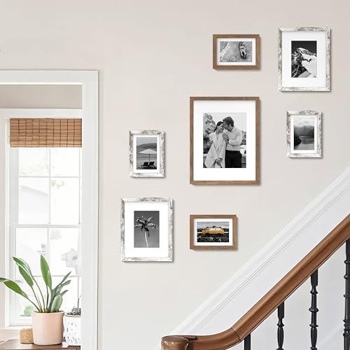 An&He 8.5x11 Picture Frame Set of 2, Brown Wood Grain Photo Frame for Wall Mounting or Tabletop Display