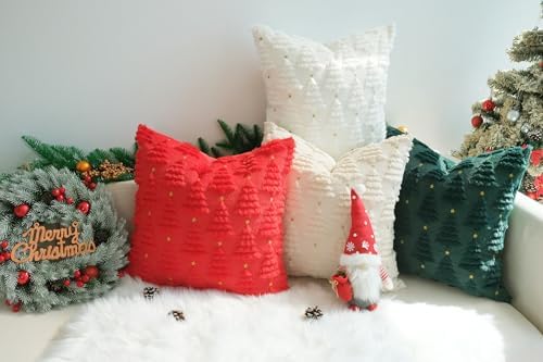 JOJUSIS Decorative Pillow Covers Pack of 4 Throw Pillowcases Faux Fur Couch Cushion (Christmas Tree, 24" x 24" (Pack of 4))