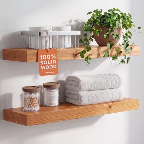 Homeforia 24 Inch Floating Shelves, High-End Solid Pine Wood, Set of 4