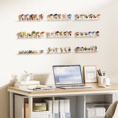 upsimples 10 Pcs 12" Clear Acrylic Shelves, Small Shelf for Wall Display