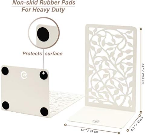 CNK Infinite Leaves Bookends - Metal Set of 2 for Heavy Books, Home Office & Decorative Book Stoppers
