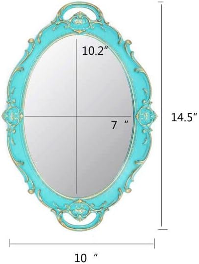 Eaoundm 14.5 x 10 inchs Oval Wall Mirror Vintage Hanging Mirror (Blue) | Antique Decorative