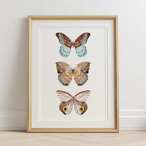 Prints Made Perfect Brown Butterfly Wall Art – Watercolor Butterfly Print – Botanical Nature Decor – Neutral Cottagecore Wall Decor – 11x14 Unframed Linen Paper