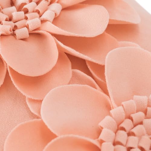 JWH 3D Flower Throw Pillow Cover Peach Pink Velvet 12x20 Inches