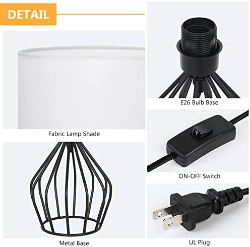 HAITRAL Modern Bedside Table Lamp - Minimalist Small Lampblack/White
