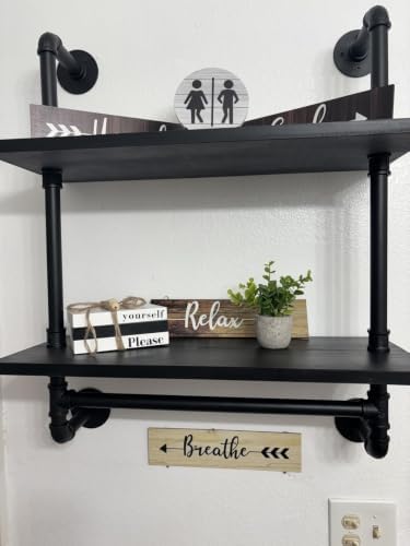 Industrial Pipe Bathroom Shelves Shelving 24" Black Floating Shelves