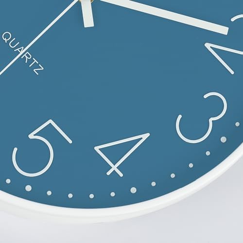 Lafocuse 12 inch Modern Analog Cerulean Blue Wall Clock Battery Operated
