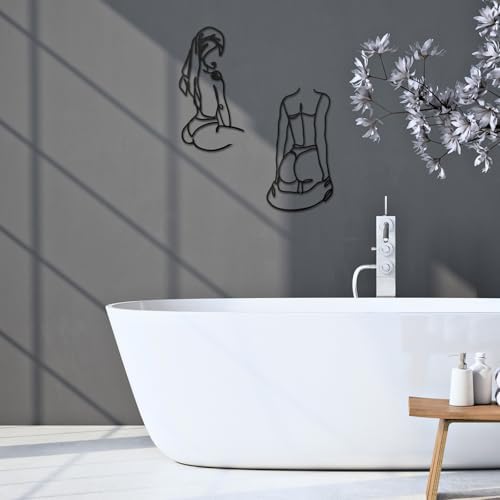 Lounsweer 3 Pcs Modern Minimalist Wall Decor Abstract Line Art Woman Body Wall Decor Modern Single Line Metal Wall Art for Bedroom Living Room Kitchen Bathroom