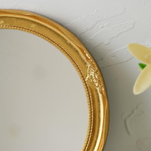 Funerom Vintage Decorative Hanging Mirror Round (Gold, 12.2 inch) | Wall Mirror