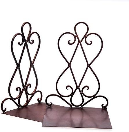 Artkingdome Vintage Metal Bookends for Heavy Books, Non-Slip Book Stoppers for Shelves, Farmhouse Decorative Holders for Office Desk, Sturdy Book Ends for Classroom Library Home, Set of 2 with Pads