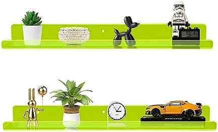 ROYALITA 2-Pack Acrylic Shelves Wall Mounted, 24 Inch Floating Shelves