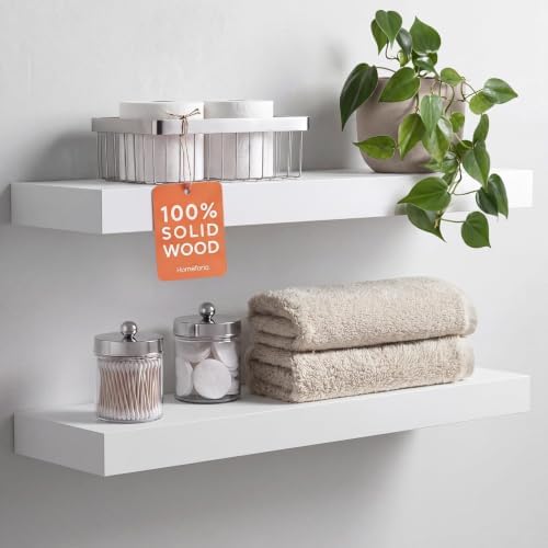 Homeforia 24 Inch Floating Shelves, High-End Solid Pine Wood, Set of 3