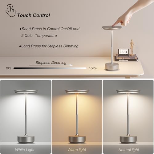 TBBGA 1 Pack Rechargeable Cordless Table Lamp, 5000mAh Battery Table Light
