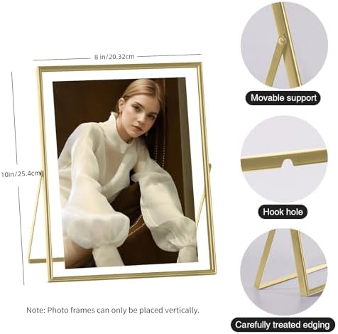Gold Floating Frame Set of 2(Frame 8"x10"), Metal Glass Picture Frames,For Picture 8x10 5x7,4x6,3x5 Wall Mount or Tabletop Shelf Photo Frames,Gift For Festival, Wedding, Home or Office Decor