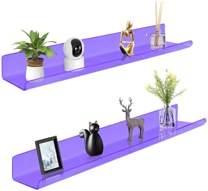 ROYALITA 2-Pack Acrylic Shelves Wall Mounted, 24 Inch Floating Shelves