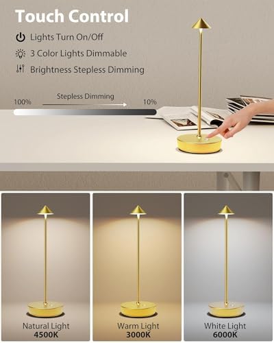 Cordless Table Lamps Rechargeable 6000mAh Battery Operated LED Desk Lamp