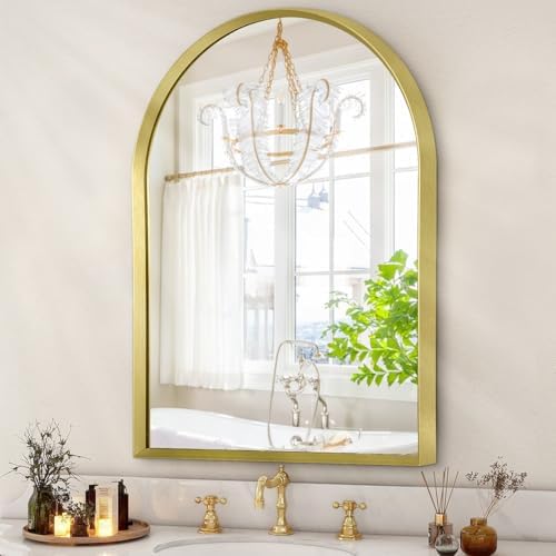 Arch Wall Mirror Aluminum Alloy Frame Bathroom Wall Mirror for Vanity Living Room, Bedroom Entryway Room Home Decor 20"x16"