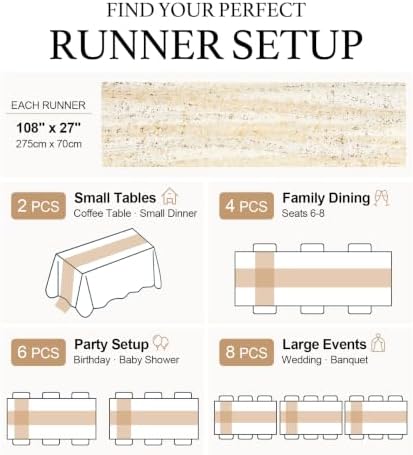 FEXIA 2Pcs Gold Table Runner 10FT Gauze Glitter Wedding Party Decorations