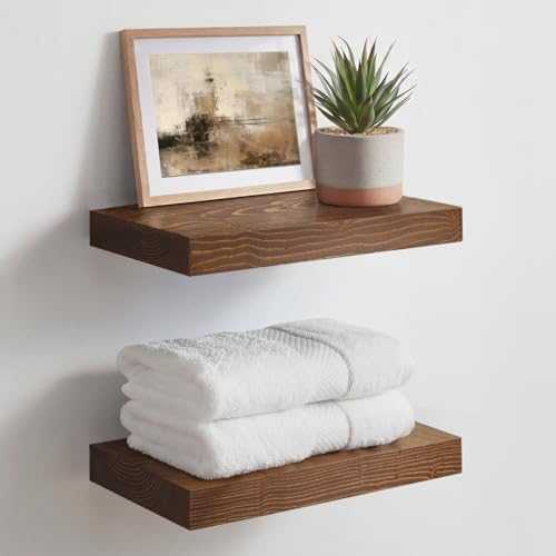 Homeforia 12 Inch Floating Shelves, High-End Solid Pine Wood, Set of 3