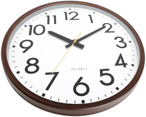 Caysie 20 Inch Large Silent Non Ticking Wall Clock, Quartz Battery Operated, Round Decorative Retro Brown Clock for Living Room, Bedroom, Kitchen, School, Office (Brown)
