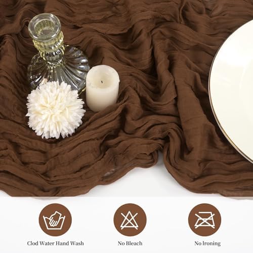10 Pack Cheesecloth Table Runner 17 x 108 Inch, Brown