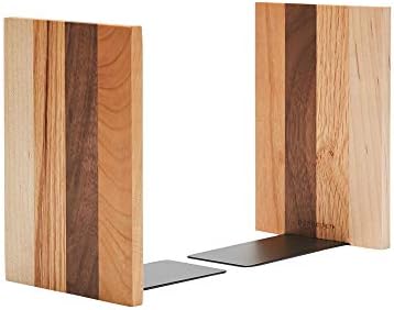 Pandapark Wood Decorative Bookends,Non-Skid Bookend for Shelves,Heavy Duty Bookends,Book Stand for Books/CDs,1 Pair