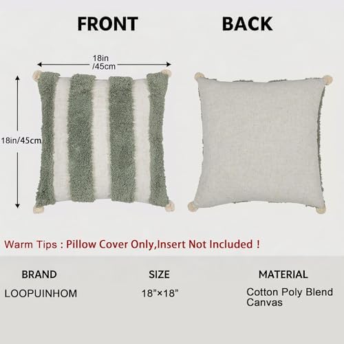 Boho Throw Pillow Covers 18x18 Tufted Home Decorations Olive