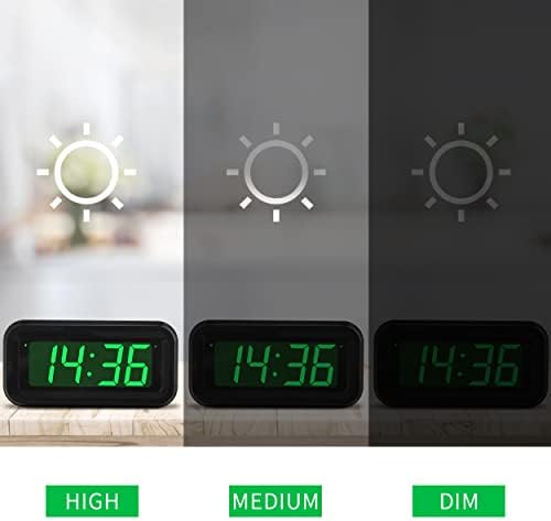 KWANWA 1.2 Inch Small Digital Alarm Clock, Green LED Display with Adjustable Brightness & Night Mode, Battery Operated Portable Desk Clock, for Bedroom, Travel, Kids, Wall Mount (Snooze, 12/24H)