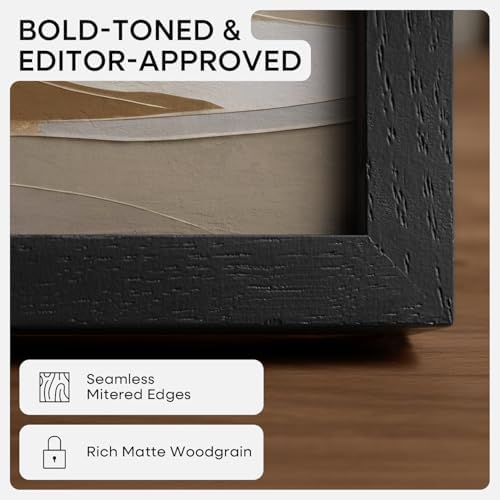 Homeforia A1 Black Oak Poster Frame, High-End Wood, A2 Mat, Glass