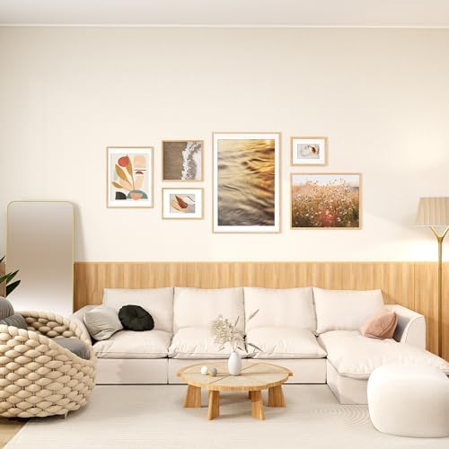 Fun Memories 22x28 Poster Frame, Solid Oak Wood 22x28 Frame Matted to 18x24, Poster Frame for Wall Display, 22"x28" Wood Frame with Wall Hook Included (Beige, 1 Pack)