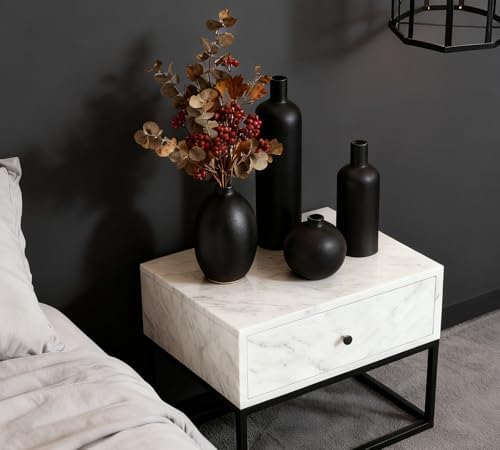 Black Ceramic Vase Set of 4, Classic Matte Small Vases Home Decorations for Table Shelf Office Centerpieces Decor