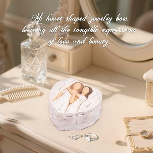 Hodao Heart Shaped Jewelry Box with “Love You Sis.”, Resin Friendship Keepsake Trinket Box Decor with Wood Carved Effect, Meaningful Gift for Sister Birthday, Graduation