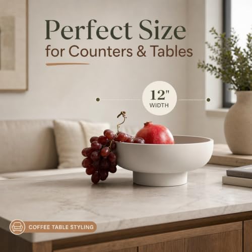 12" Concrete Fruit bowl for Kitchen Counter, Coffee Table Decor, Decorative Key Bowl, Home Décor Accents, Kitchen Counter Decor Grey