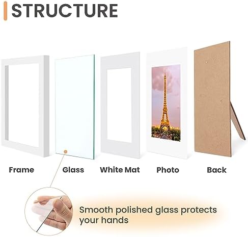 upsimples 8x10 Picture Frame, Gallery Glass Photo Frames, 3Pcs, White