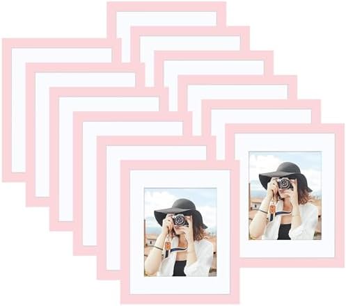Picrit 8x10 Picture Frame Set of 12, Modern Gallery Wall Frames, Pink