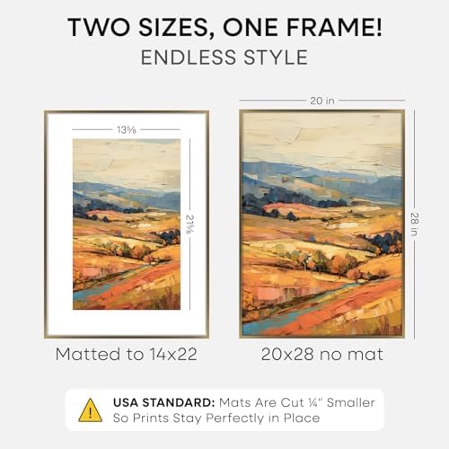 Homeforia 20x28 Bronze Picture Frame, High-End Metal, 14x22 Mat, Glass