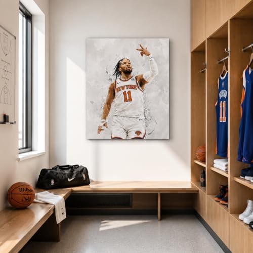 Jalen Brunson Basketball Canvas Wall Art, Sports Player Poster, 16x20 Inch | Abstract splash ink athletic artwork, motivational sports wall decor for teen boys room, bedroom, living room, gym or office