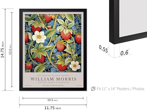 Poster Master Owl Print - William Morris Poster - Flower & Animal Illustration - Botanical Exhibition Wall Design - Floral Bird Artwork - Aesthetic Office or Bedroom Decor - 11x14 Black Framed